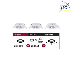 Set of 3 Recessed luminaire CHOOSE, swivelling, IP23, 230V, max. 3x 10W 5.1cm, white matt