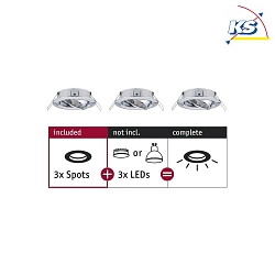 Set of 3 Recessed luminaire CHOOSE, swivelling, IP23, 230V, max. 3x 10W 5.1cm, chrome