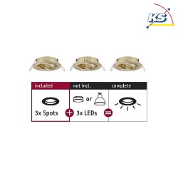 Luce da incasso CHOOSE girevole, Set di 3 IP23, Ottone spazzolato dimmerabile