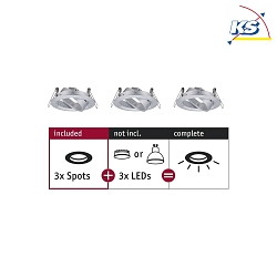 3er-Set Einbauleuchte CHOOSE, schwenkbar, IP23, 230V, max. 3x 10W 5.1cm, Alu gedreht