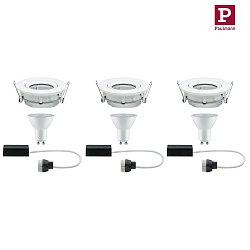 Paulmann Recessed luminaire LED Nova, IP65, round, 7W, GU10, set of 3 swiveling, white