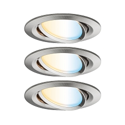 3er Pack LED Einbauleuchte NOVA PLUS ZigBee COIN TW, rund,  8.4cm, 230V, 6W 2700-6500K 460lm, Eisen gebrstet