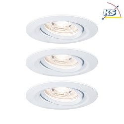 Set of 3 Recessed spot LED NOVA MINI PLUS with LED Module, IP23, swivelling, 230V, 4.2W 2700K 300lm 38, dimmable, white matt