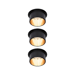 3er-Pack LED Einbauleuchte GIL Coin 3StepDim, IP44, rund, starr, 230V, 6W 2700K 470lm, 3step dimmbar, Schwarz matt / Gold