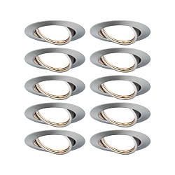 Luce da incasso BASE girevole, Set di 10 GU10 IP20, ferro spazzolato dimmerabile CRI >80