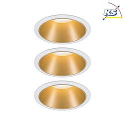 Luce da incasso COLE COIN LED rigido, Set di 3 IP44, Oro opaco, Bianco dimmerabile 6,5W 460lm 2700K 100 100 CRI >80