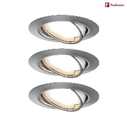 3er-Set Einbauleuchten-Set BASE COIN, IP20,  9cm, 230V, inkl. LED Modul 5W 3000K 370lm 100, On-Off, schwenkbar, eisen