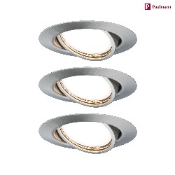 3er-Set Einbauleuchten-Set BASE COIN, IP20,  9cm, 230V, inkl. LED Modul 5W 3000K 370lm 100, 3step dimmbar, schwenkbar, eisen