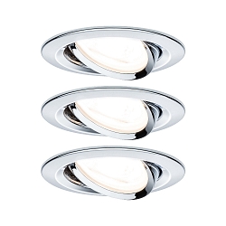 3er-Set LED Einbauleuchten-Set NOVA, IP23, rund,  8.4cm, schwenkbar, 230V, inkl. GU10 6.5W 2700K 460lm 38, Chrom