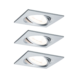 3er-Set LED Einbauleuchten-Set NOVA, IP23, eckig, 8.4 x 8.4cm, schwenkbar, 230V, inkl. GU10 6.5W 2700K 460lm 38, Alu gedreht