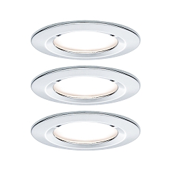 3er-Set LED Einbauleuchten-Set NOVA, IP44, rund, starr, 230V, inkl. GU10 6.5W 2700K 460lm 38, Chrom