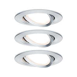 3er-Set LED Einbauleuchten-Set NOVA COIN, IP23, rund,  8.4cm, schwenkbar, 230V, inkl. 6.5W 2700K 460lm 100, Alu gedreht