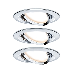 3er-Set LED Einbauleuchten-Set NOVA COIN, IP23, rund,  8.4cm, schwenkbar, 230V, inkl. 6.5W 2700K 460lm 100, Chrom