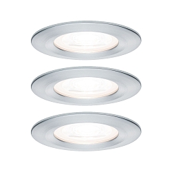 3er-Set LED Einbauleuchten-Set NOVA, IP23, rund, starr, inkl. GU10 6.5W 2700K 460lm 38, 3step dimmbar, Alu gedreht