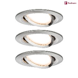 recessed luminaire NOVA COIN LED round, swivelling, set of 3 Coin IP23, brushed iron dimmable 19