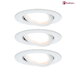 recessed luminaire NOVA COIN LED round, swivelling, set of 3 Coin IP23, white matt dimmable 19