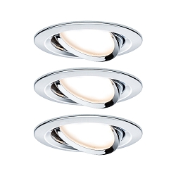 3er-Set LED Einbauleuchten-Set NOVA COIN, IP23, rund, schwenkbar, inkl. 6.5W 2700K 460lm 100, 3step dimmbar, Chrom