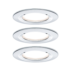 3er-Set LED Einbauleuchten-Set NOVA COIN, IP23, rund, starr, inkl. Modul 6.5W 2700K 460lm 100, 3step dimmbar, Chrom