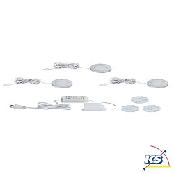 LED Furniture luminaire LEAF LED Under Cabinet luminaire, round, 3x4W, 15VA, 230V/12V, 80mm, brushed aluminum