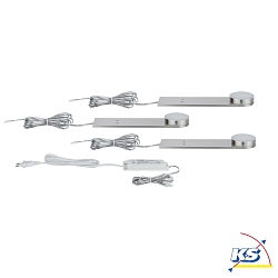 LED Furniture luminaire SETUP LED Under Cabinet luminaire, long, round, 3x3,2W, 15VA, 230V/350mA, 200x50mm, brushed iron