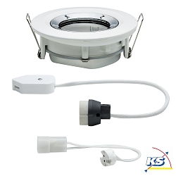 Paulmann Recessed luminaire LED Nova, IP65, round, white/chrome, set of 1 swiveling, max. 35W