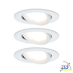 Paulmann Recessed luminaire LED Coin Slim, IP23, round, 6,8W, set of 3 dimmable and swiveling, white