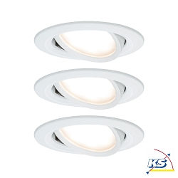 Lumire encastre NOVA PLUS COIN rond, lot de 3 IP23, blanc mat gradable 3x6,8W 2.700K