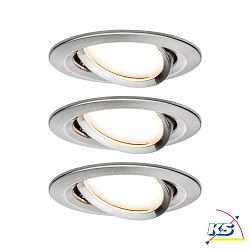 Paulmann Recessed luminaire LED Coin Slim, IP23, round, 6,8W, set of 3 dimmable and swiveling, iron