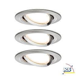 3er-Set LED Einbauleuchte NOVA PLUS COIN, IP23, rund, 3x 6.8W 2700K 425lm, dimmbar, Eisen