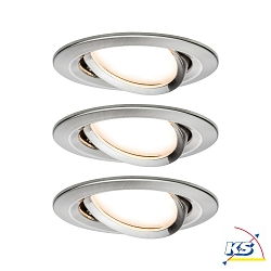 Lumire encastre NOVA PLUS COIN rond, pivotant, lot de 3 IP23, fer bross gradable 3x6,8W 2.700K 38 38