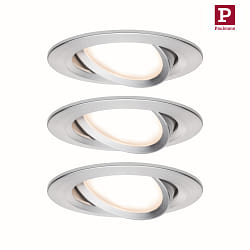 Paulmann Recessed luminaire LED Coin Slim, IP23, round, 6,8W, set of 3 dimmable and swiveling, aluminum