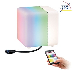 Outdoor Plug & Shine ZigBee LED Light object CUBE, IP65, 20cm, 24V, 2.8W RGB/W 110lm, dimmable
