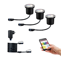 LED Outdoor Smart Home Bodeneinbauleuchte RGBW PLUG & SHINE ZigBee, 3er Set, 80, 24V, 3x 3,6W, RGBW, 3000-6500K, 190lm, IP65