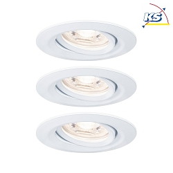 Set of 3 LED Recessed luminaire NOVA MINI with Module COIN, swivelling, white matt