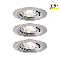 Set of 3 LED Recessed luminaire NOVA MINI with Module COIN, swivelling, iron brushed