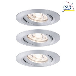 Set of 3 LED Recessed luminaire NOVA MINI with Module COIN, swivelling, alu turned