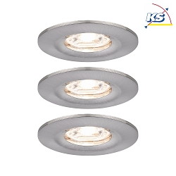 Set of 3 LED Recessed luminaire NOVA MINI with Module COIN, IP44, fixed, iron brushed