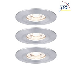 Set of 3 LED Recessed luminaire NOVA MINI with Module COIN, IP44, fixed, alu turned