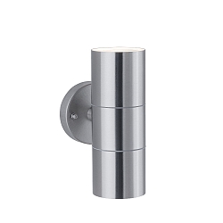 Luminaire mural dextrieur FLAME haut bas, cylindrique GU10 IP44, acier inoxydable bross gradable