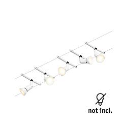 wire system SALT 5-fold GU5,3, chrome, white matt 
