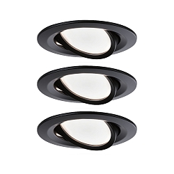 3er-Set LED Einbauleuchten-Set NOVA COIN, rund, schwenkbar, IP23, 230V, 3x 6.5W 2700K, 3-step dimmbar, Schwarz matt / Alu