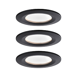 3er-Set LED Einbauleuchten-Set NOVA COIN, rund, starr, IP44, 230V, 3x 6.5W 2700K, 3-step dimmbar, Schwarz matt / Alu