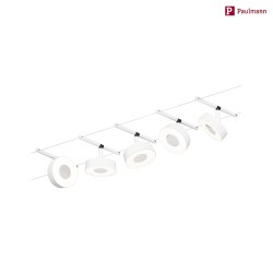 LED Seilsystem CORDUO CIRCLE, Basisset, 230V / sek. 12V DC, 5x 5W 3000K, inkl. 60VA Trafo, 2x 5 Meter, Wei matt / Chrom