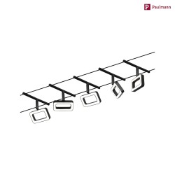 Systme de corde LED WIRE SYSTEMS CORDUO FRAME angulaire, lot de 5, commutable IP20, chrome, noir mat 