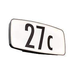 illuminated house number SHEERA with motion detector, with brightness sensor IP44, black, white 