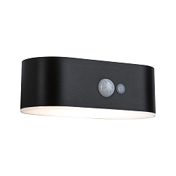 solar wall luminaire ADYA down, oval, with sensor IP44, black 