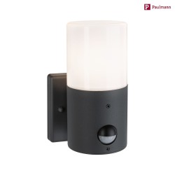 outdoor wall luminaire TUBS PIR cylindrical, with motion detector, switchable E27 IP44, grey, matt 