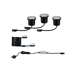 LED Outdoor Smart Home Bodeneinbauleuchte FLOOR PLUG & SHINE CH Zigbee, 3er Set, 80, 3x 3,7W, 3000-6500K, 250lm, IP65, silber