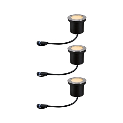 LED Outdoor Bodeneinbauleuchte FLOOR SET PLUG & SHINE, 3er Set, 3x 4,5W, 2200K, 180lm, IP67, insektenfreundlich, anthrazit