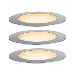 LED Outdoor Bodeneinbauleuchte FLOOR SET PLUG & SHINE, 3er Set, 80, 3x 2W, 2200K, 90lm, IP67, insektenfreundlich, silber